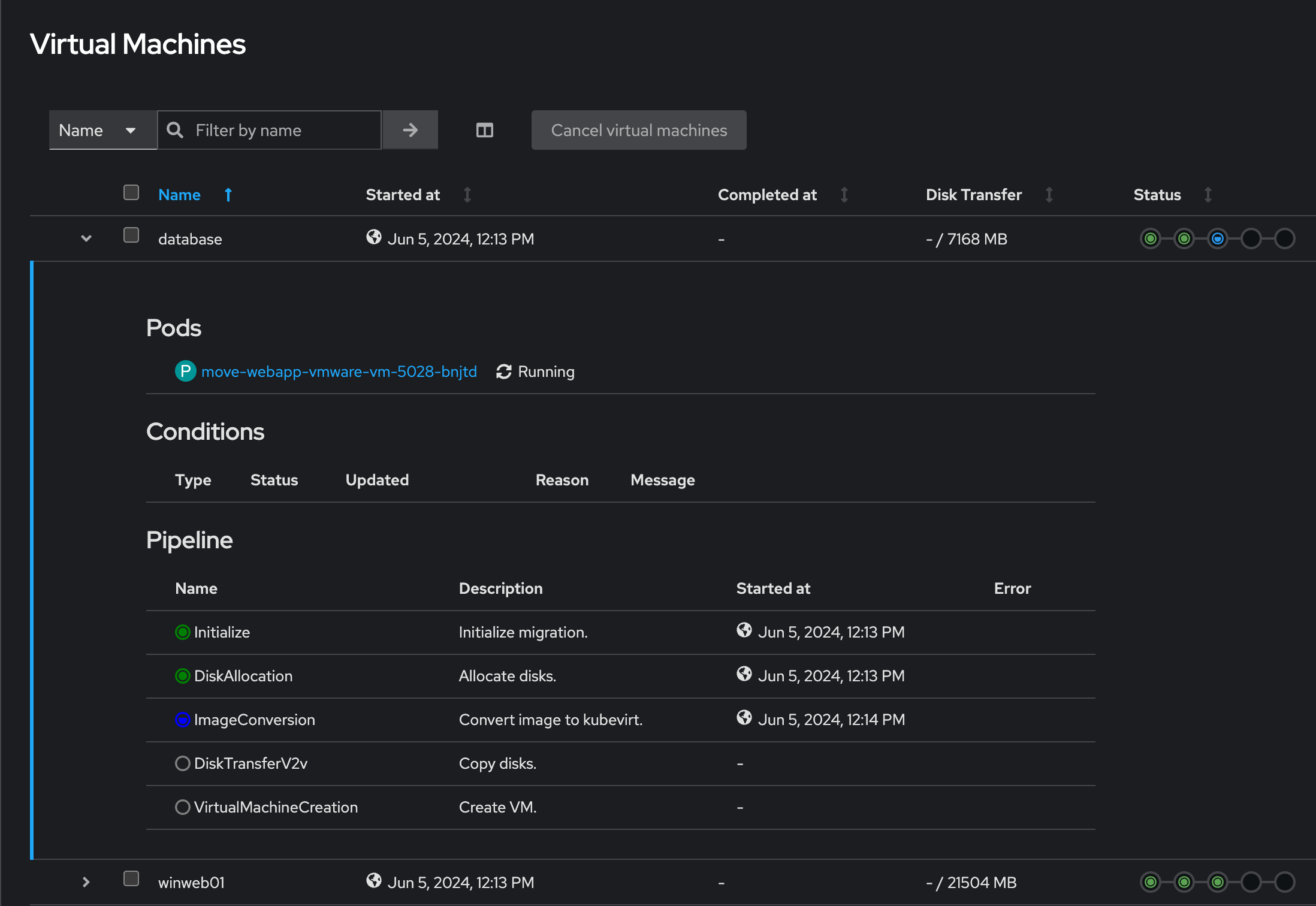 NN VM Migration Stages